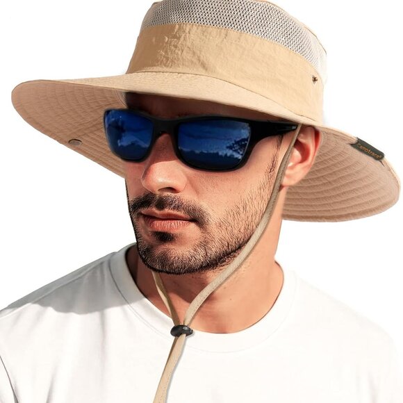 Sun Hat Women Men Breathable Wide Brim Bucket UV Protection Water Resistant - Picture 1 of 6
